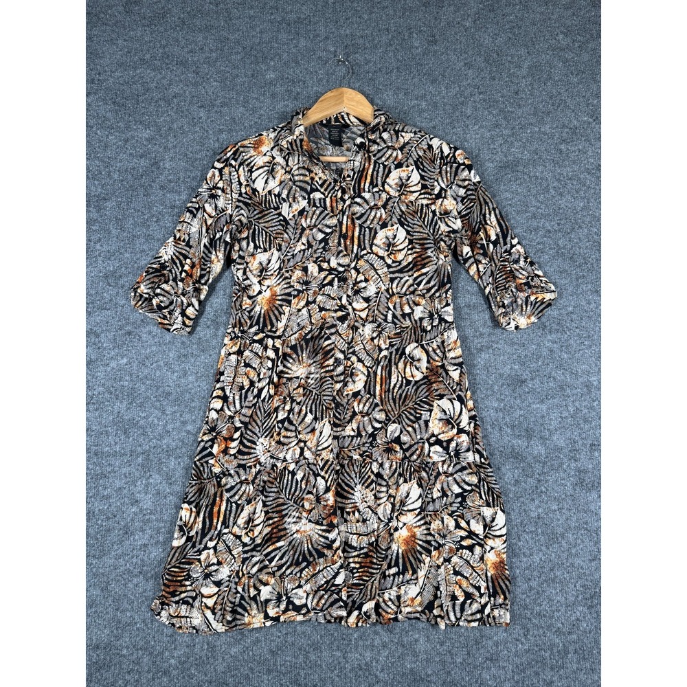 Millenium Shirt Dress Womens Medium Multi Leaf Pattern Rayon 5591M137RS